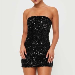 Princess Polly black velvet sequin New Year’s Eve dress Eldoni mini dress